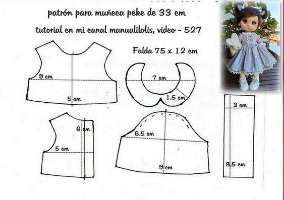 Roupa de Boneca de Tecido Moldes - Moldes e Gráficos